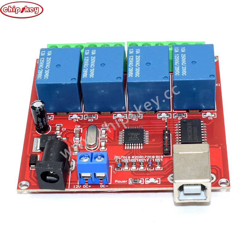 USB Control Switch 4-Channel 12V Relay Module