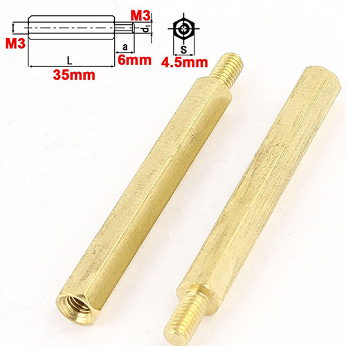 40MM+6 M3 Brass Threaded Stand-Off Hex Screw Pillars