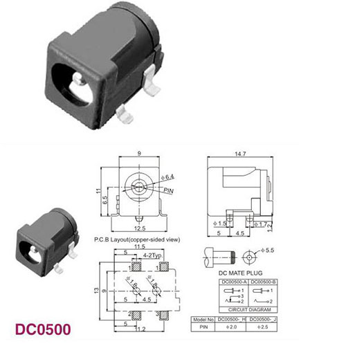 DC 5.5*2.1MM DC-050 Power Adapter Socket