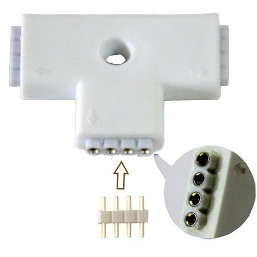 LED Stripe Connector T-Shape 3528 5050 Ect 4P LED