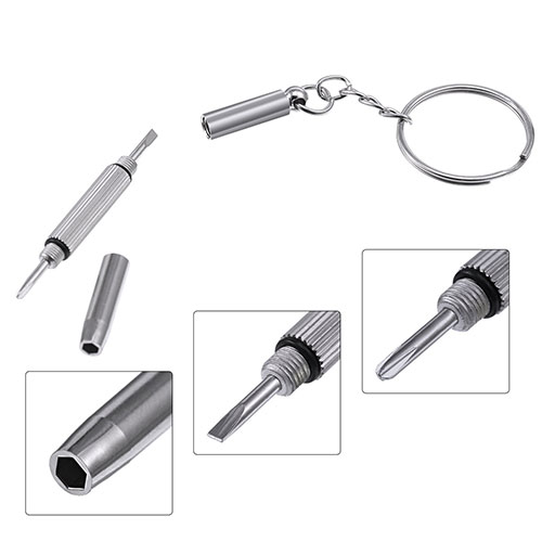 3 In 1 Eyeglass Mini Screwdriver Sunglass Watch Repair Kit With Keychain （100pcs/bag)