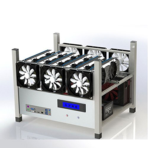 6 GPU Mining Case 6x Fan & Temp Monitor bitcon Miner Kit Unassembled