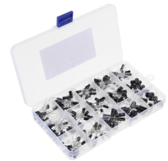 215Pcs 15 Values Kit Electrolytic Capacitor Organization Storage 0.1UF-330UF Capacitors Assortment Box Kit