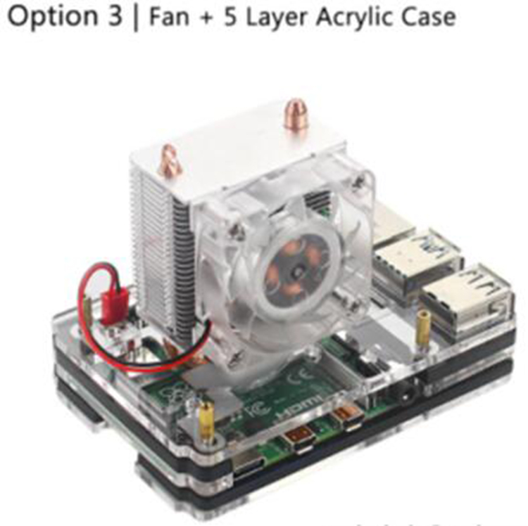 Heat Pipe Tower Fan + 5 Layers Acrylic Board / Raspberry Pi 4 ICE-Tower Cooling Fan RGB 7 Color LED Lighting Fan