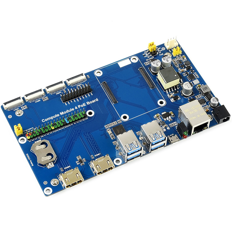 Raspberry Pi Compute Module 4 IO Board With PoE Feature, for all Variants of CM4