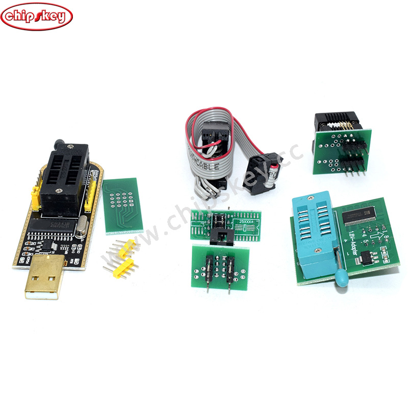 Flash EEPROM BIOS programador USB CH341A + SOIC8 Clip + 1.8 V memoria Flash SPI SOP8 DIP8 Adaptador + SOIC8 adaptador SOP8 a DIP8 Kit quemador