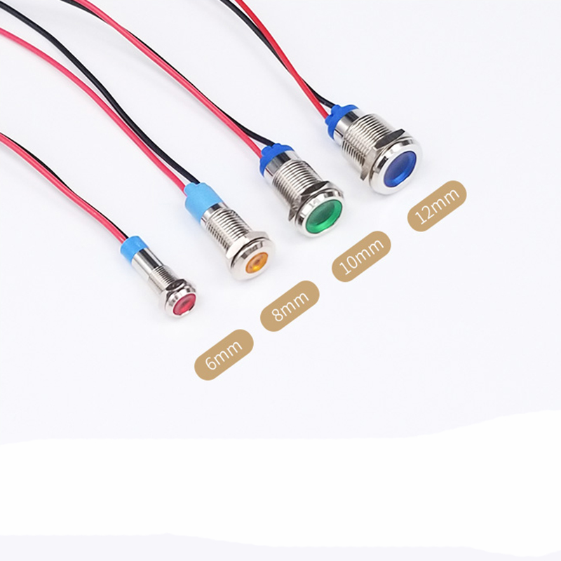 12V Metal Indicator Light LED 8mm Waterproof IP67 Signal Lamp Dot Concave Pilot Red Blue Green Yellow Hot