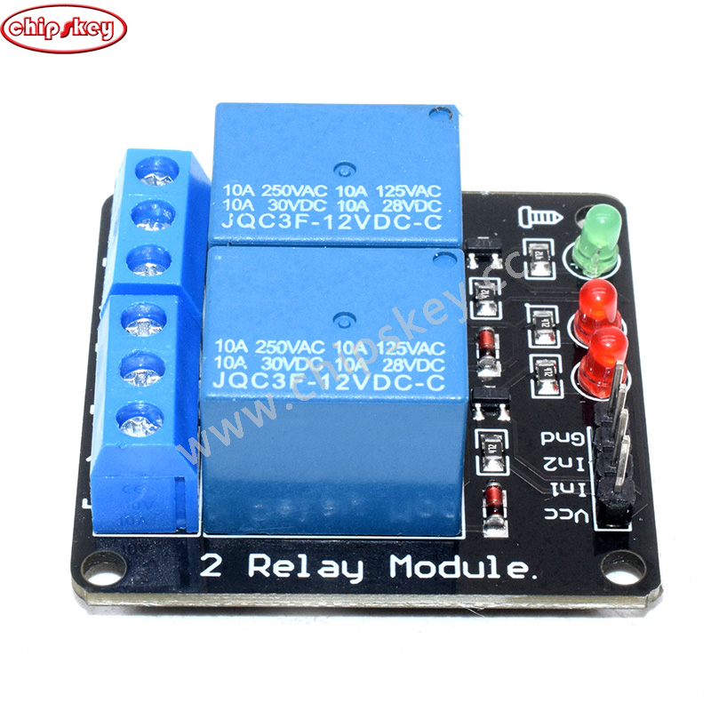 2-Channel 3.3V/5V/12V/24V Relay Module Expansion Board - Black + Blue