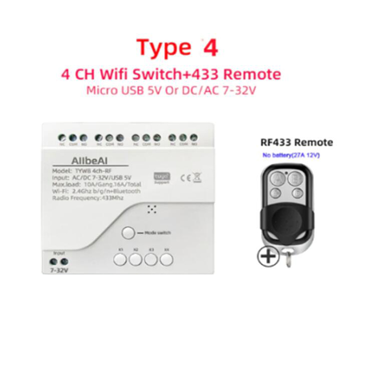 4CH Wifi Controller RF433 Remote 4 Channel