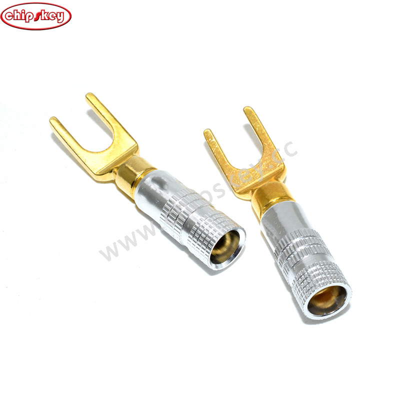 Nakamichi Y/U- type Banana Plugs Set Gold-Plated Wire Connectors Fork Spade Speaker Plug Adapter Audio Connectors Set