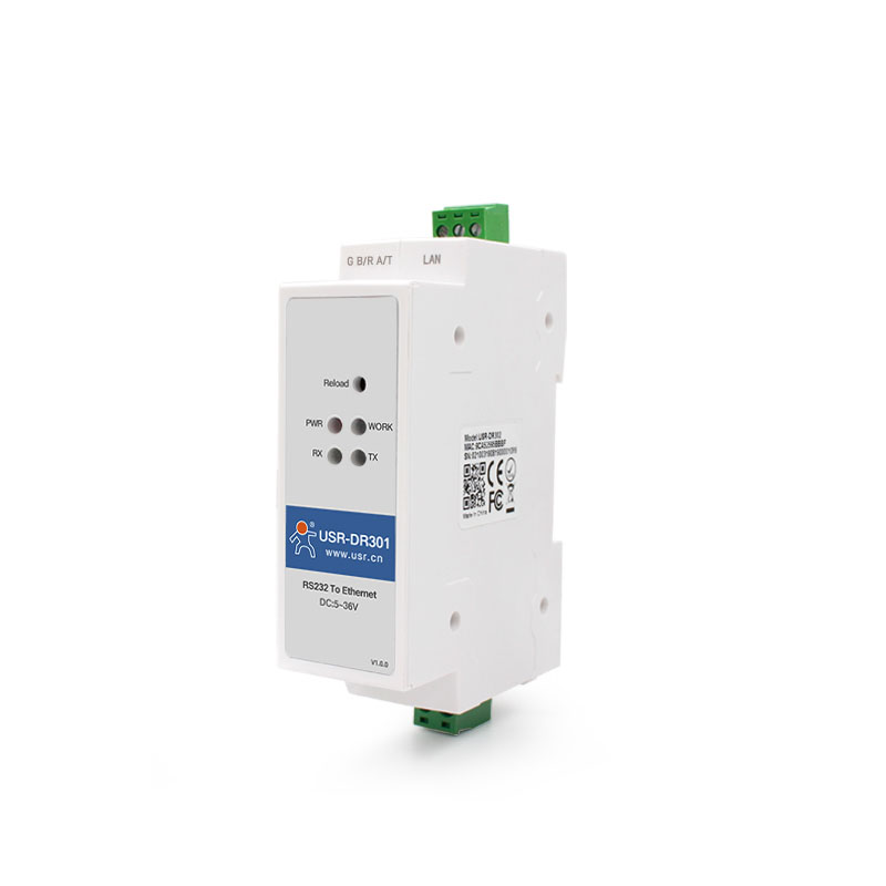 USR-DR301 DIN-rail RS232 Serial to Ethernet Converter Tiny Size RS232 Ethernet Serial Device Server supports Websocket