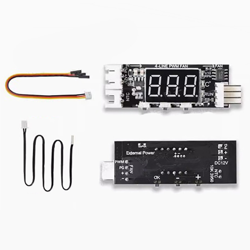 12V Four Wire PWM Fan Temperature Control Governor Module 3A Temperature+Speed Digital Display Speed Reduction Noise Reduction Belt Shutdown