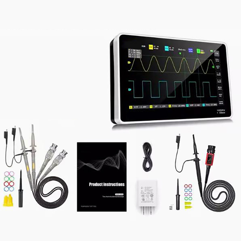 1013D Plus Oscilloscope - Portable Handheld Tablet Oscilloscope with 100X High Voltage Probe, 2 Channels 100Mhz Bandwidth 1GSa/s Sampling Rate 7" TFT LCD Touch Screen