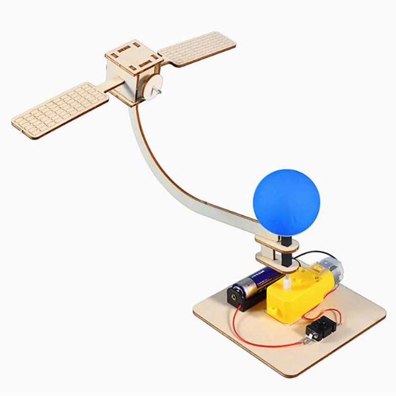 Kids self DIY orbiting satellite model learning toys wooden educational materials for children