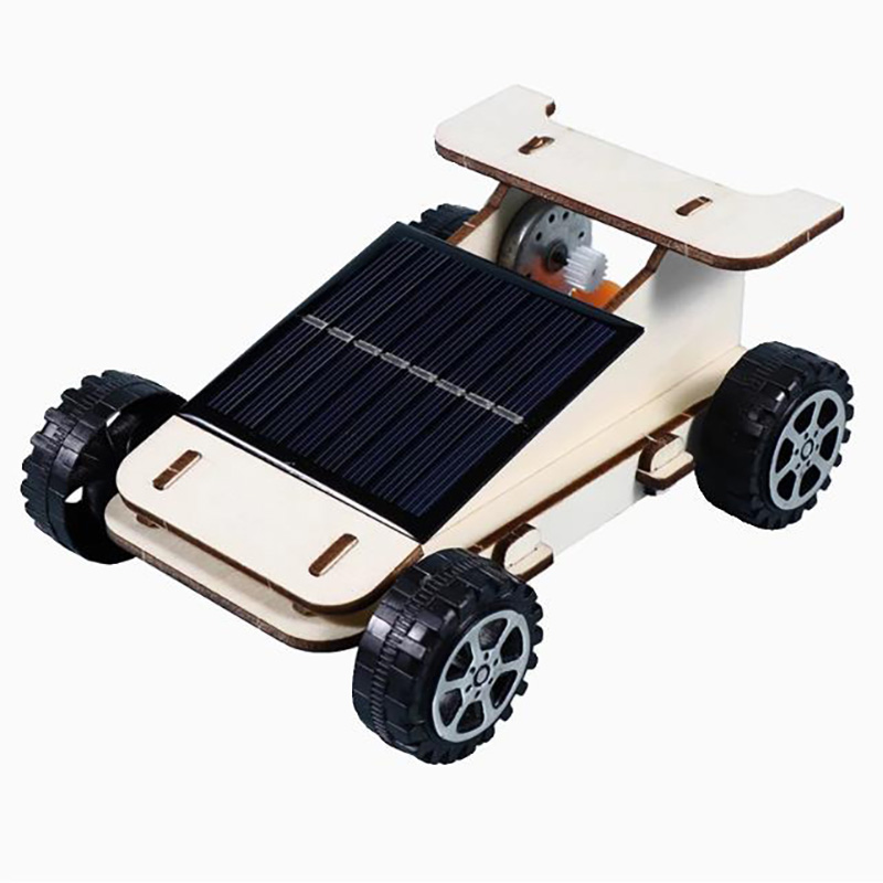 DIY Solar Car Wooden Educational Toy Racing Car Puzzle Solar Powered Toy For Kids