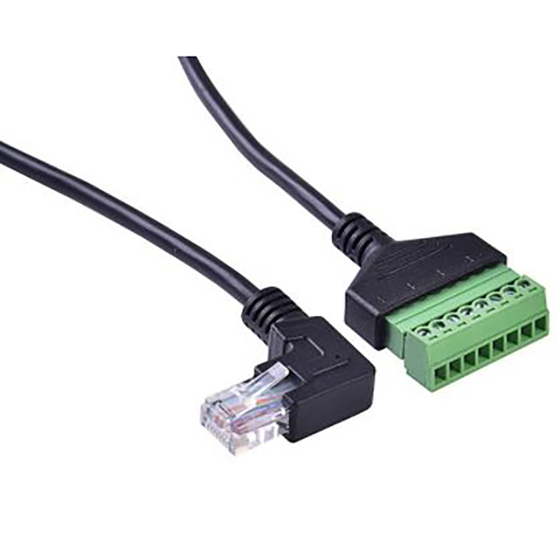 RJ45 Male Terminal 30CM Left-Bend / RJ45 to screw terminal Block 8p connector