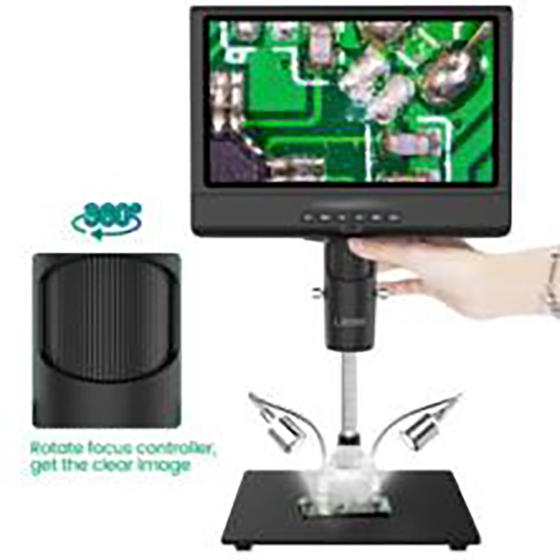 AD209 Professional Digital Microscope 1080P 10inch LCD Video Microscope for Soldering 4X Display Magnification with LED Lamp