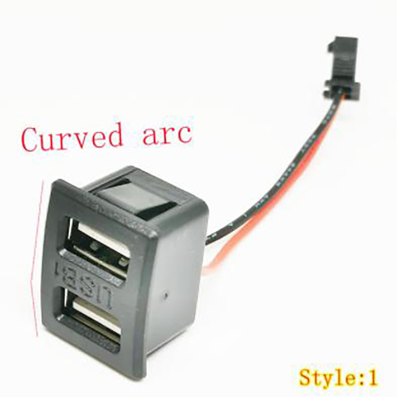 USB 2xA Curved arc / Double layer USB female base type-c socket a female USB lamp charging socket power socket with cable connector