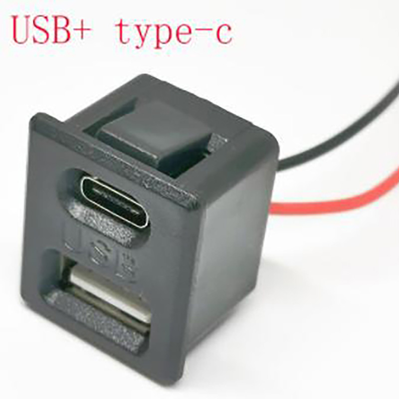 USB A+C Curved arc / Double layer USB female base type-c socket a female USB lamp charging socket power socket with cable connector