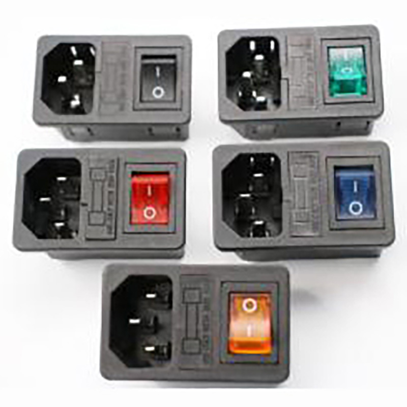 With 10A Fuse! Red Rocker Switch Fused IEC320 C14 Inlet Power Socket Fuse Switch Connector Plug Connector Red Green Blue Black