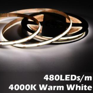 12V-COB-480 480LESs/M 5M/Reel 4000K Warm White