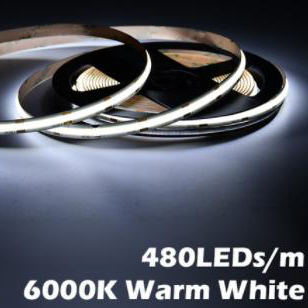 12V-COB-480 480LESs/M 5M/Reel 6000K Warm White