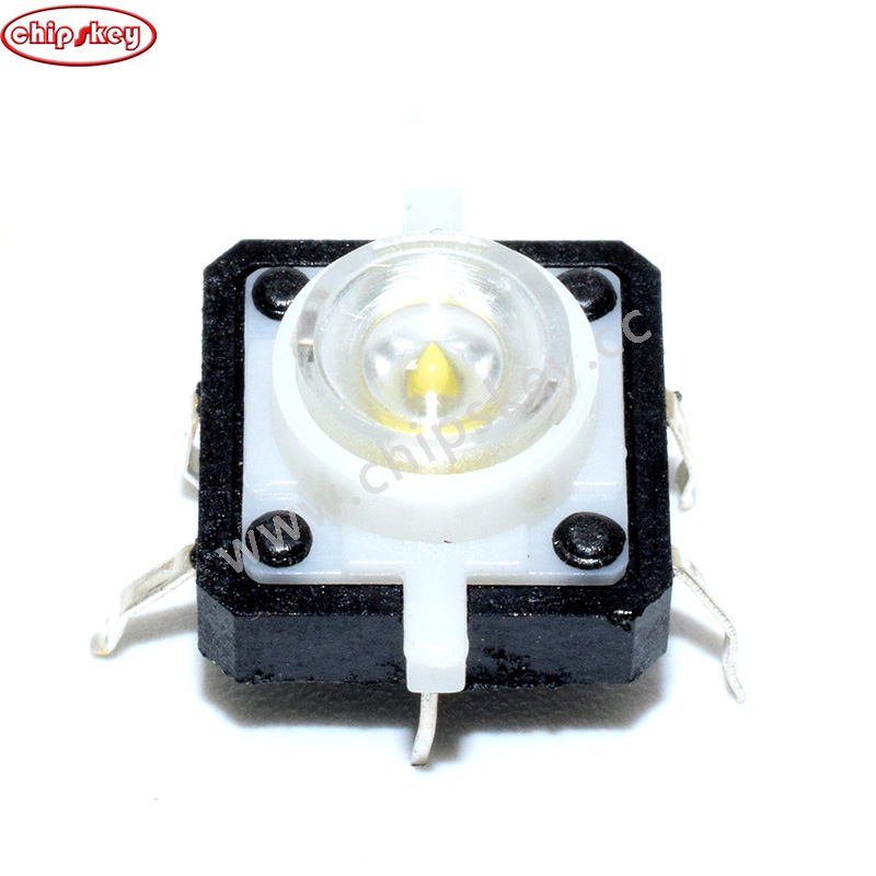 White LED 12V 12x12dip Illuminated Tactile switch with transparent button