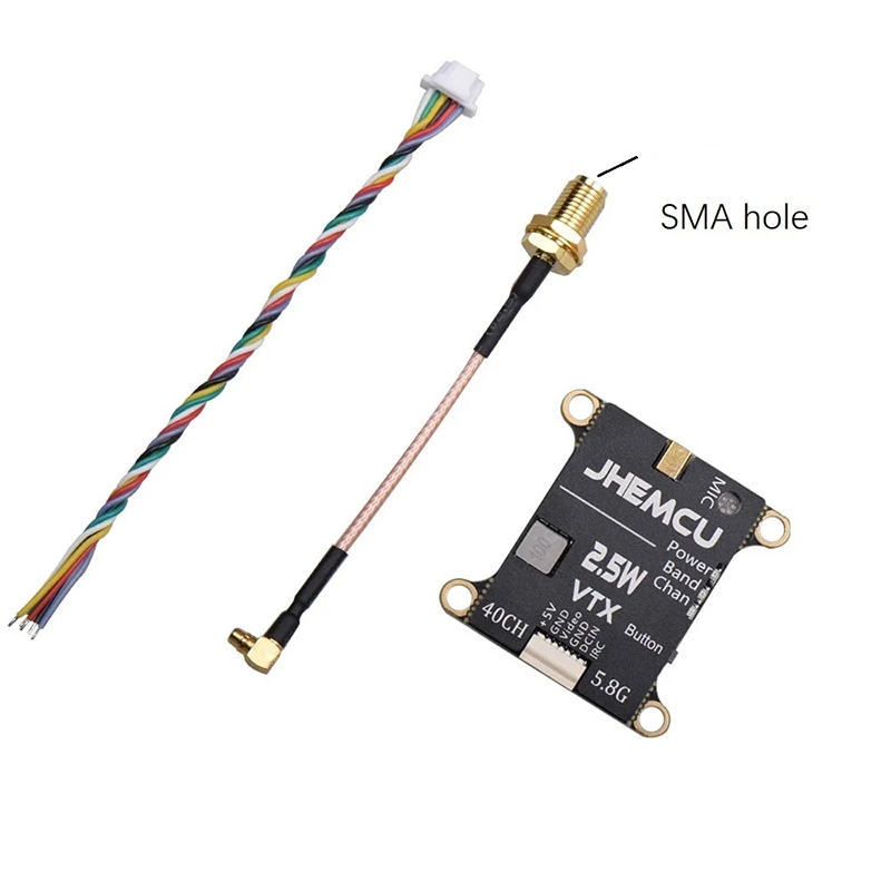 2.5W VTX 5.8G 40CH Adjustable FPV Transmitter Built-in Microphone Heat Sink 2-6S JHEMCU RuiBet Tran-3016W 5.8G