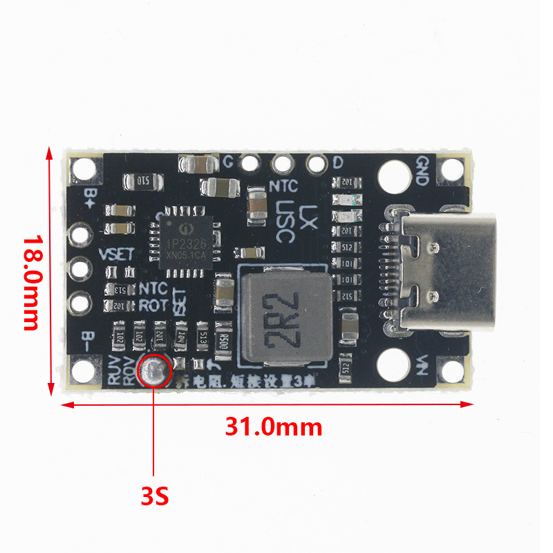 Type-C USB 3S BMS 15W 8.4V 12.6V 1.5A Lithium Battery Charging Boost Module With Balanced Support Fast Charge With Indicator