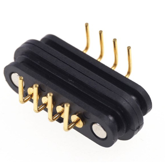 Bend 1 Pair Magnetic Connector Spring Pogo Pin 4 Position Pitch 2.5 MM Board Mount Male Female